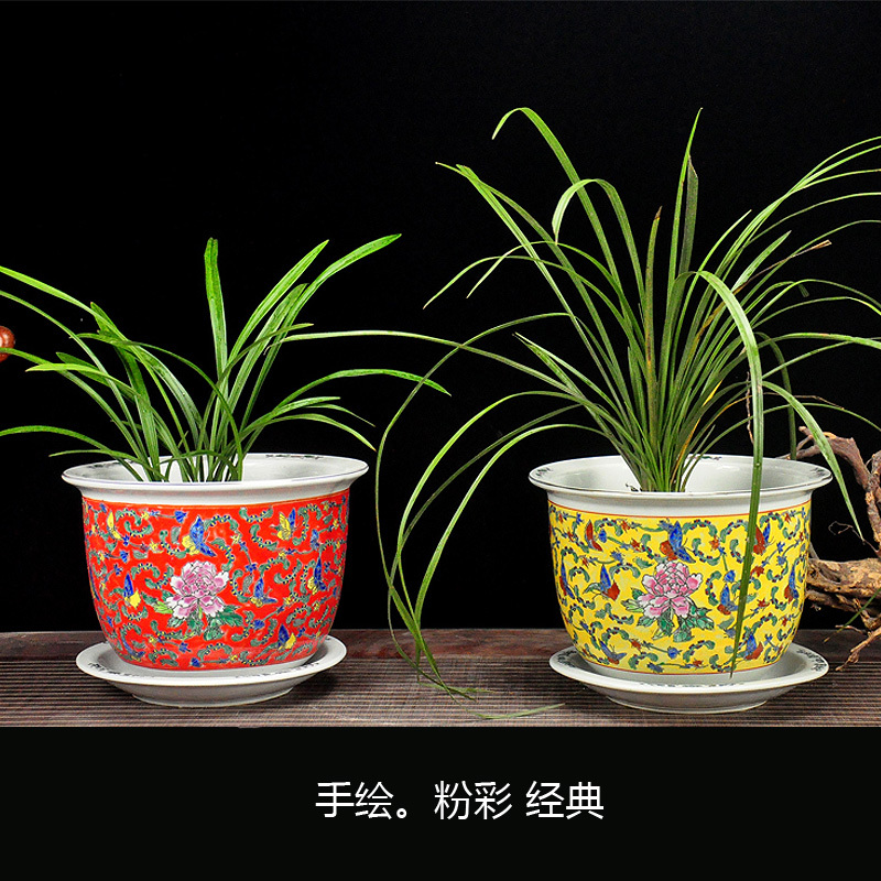 7PCS SET Jingdezhen Ceramic Luxury Famille Rose Porcelain Garden Flower Plant Pots Planter Wholesale