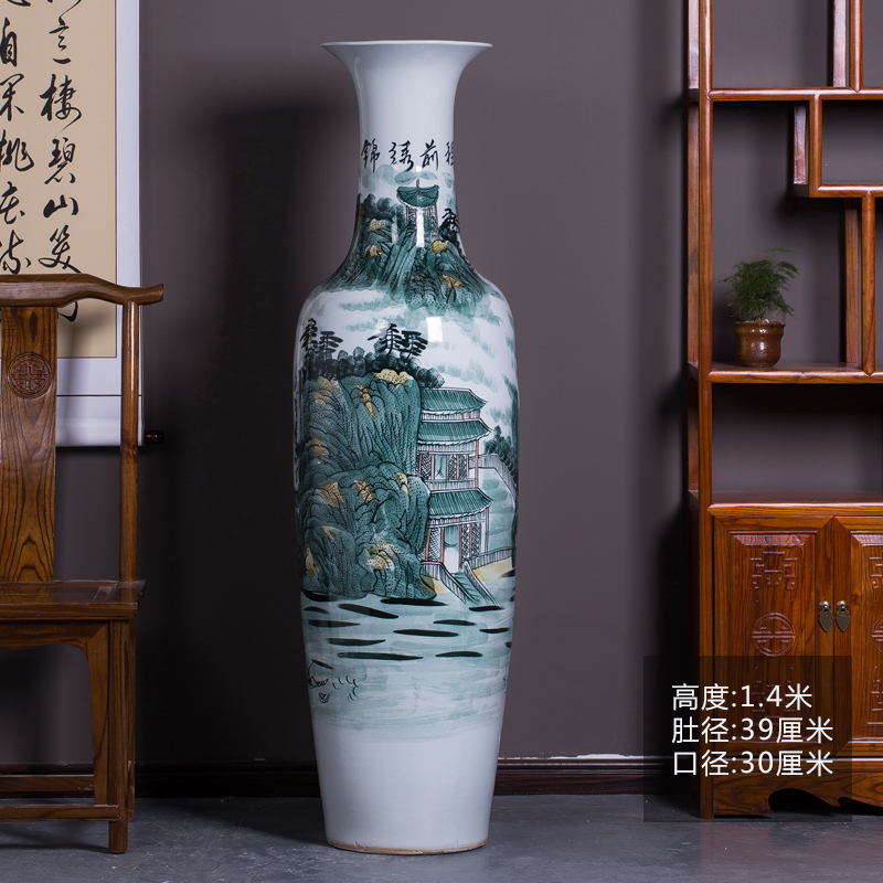 Large Chinese Hand Painted Dragon Ceramic Blue and White Porcelain Floor Vases