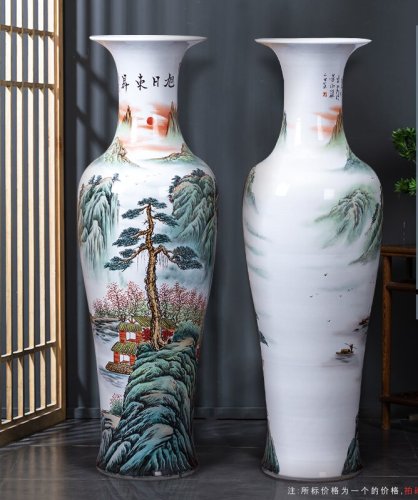 Large Chinese Hand Painted Dragon Ceramic Blue and White Porcelain Floor Vases