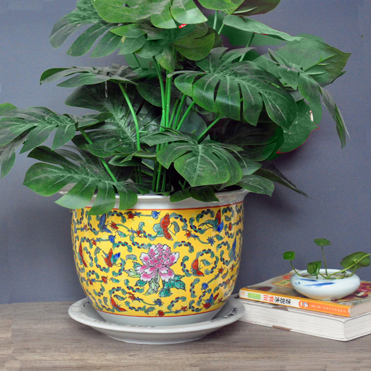 7PCS SET Jingdezhen Ceramic Luxury Famille Rose Porcelain Garden Flower Plant Pots Planter Wholesale