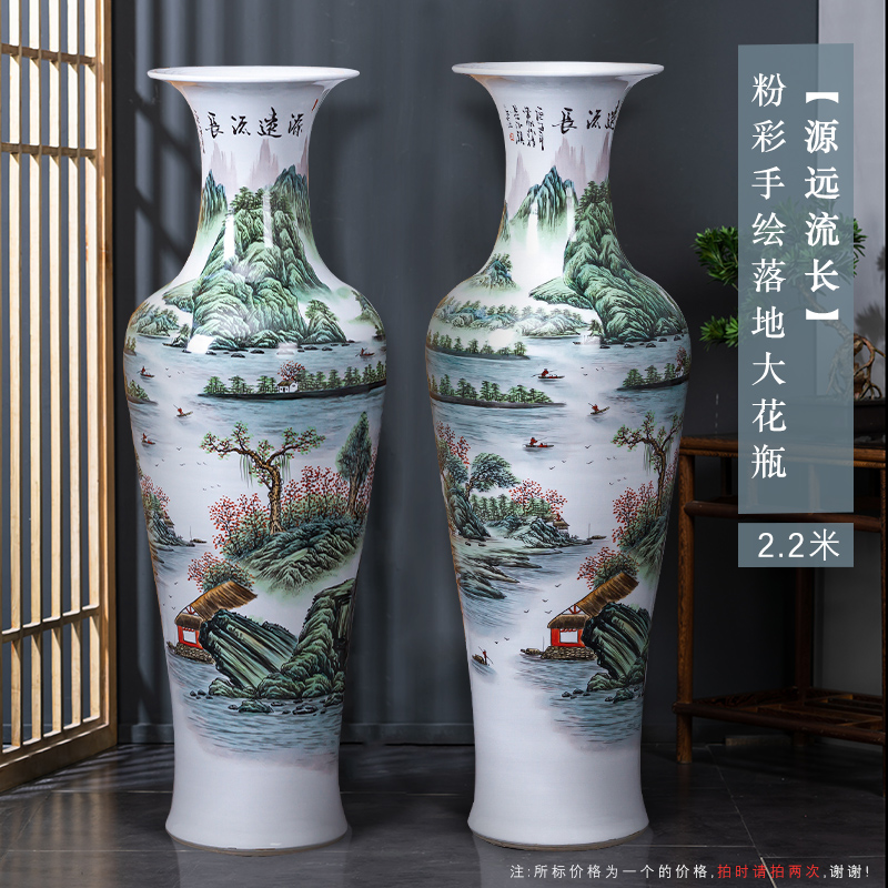 Large Chinese Hand Painted Dragon Ceramic Blue and White Porcelain Floor Vases