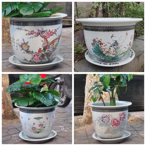 Chinese colorful ceramic plant pot porcelain flower pots planter for wholesale