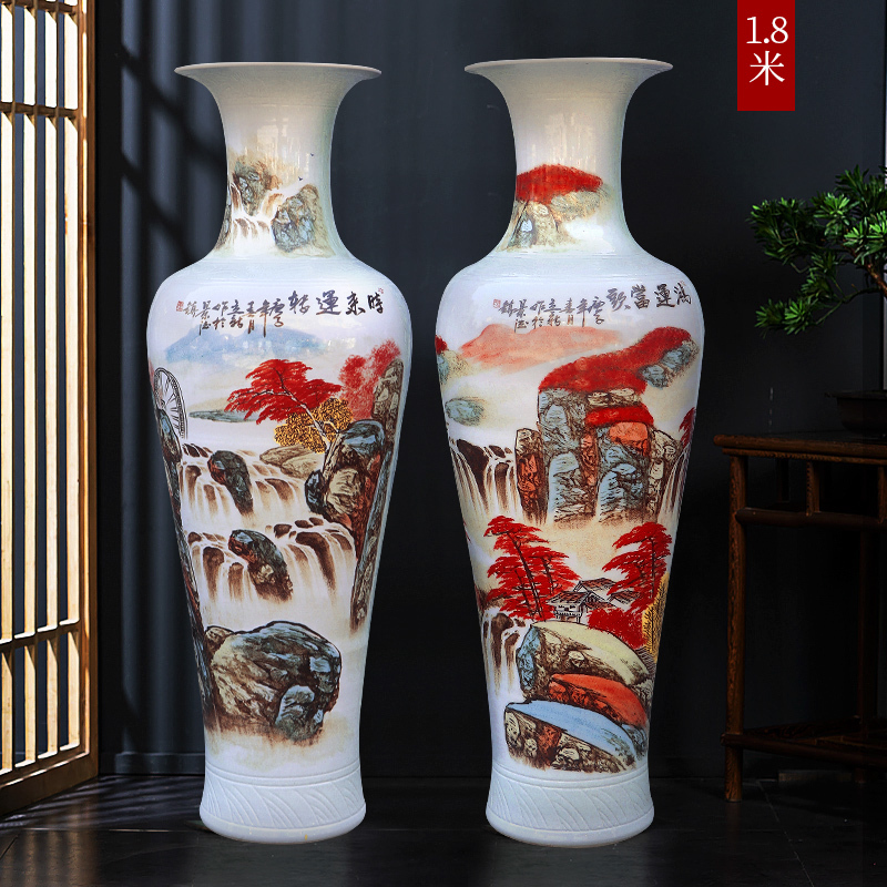 Large Chinese Hand Painted Dragon Ceramic Blue and White Porcelain Floor Vases