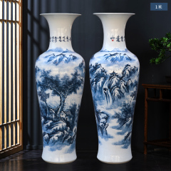 Large Chinese Hand Painted Dragon Ceramic Blue and White Porcelain Floor Vases