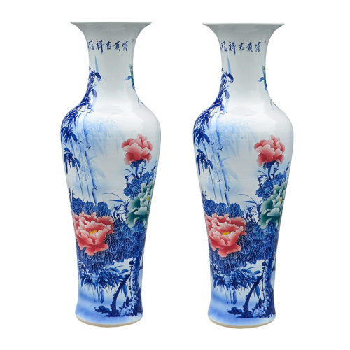 Large Chinese Hand Painted Dragon Ceramic Blue and White Porcelain Floor Vases