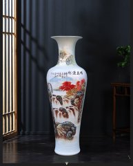 Large Chinese Hand Painted Dragon Ceramic Blue and White Porcelain Floor Vases