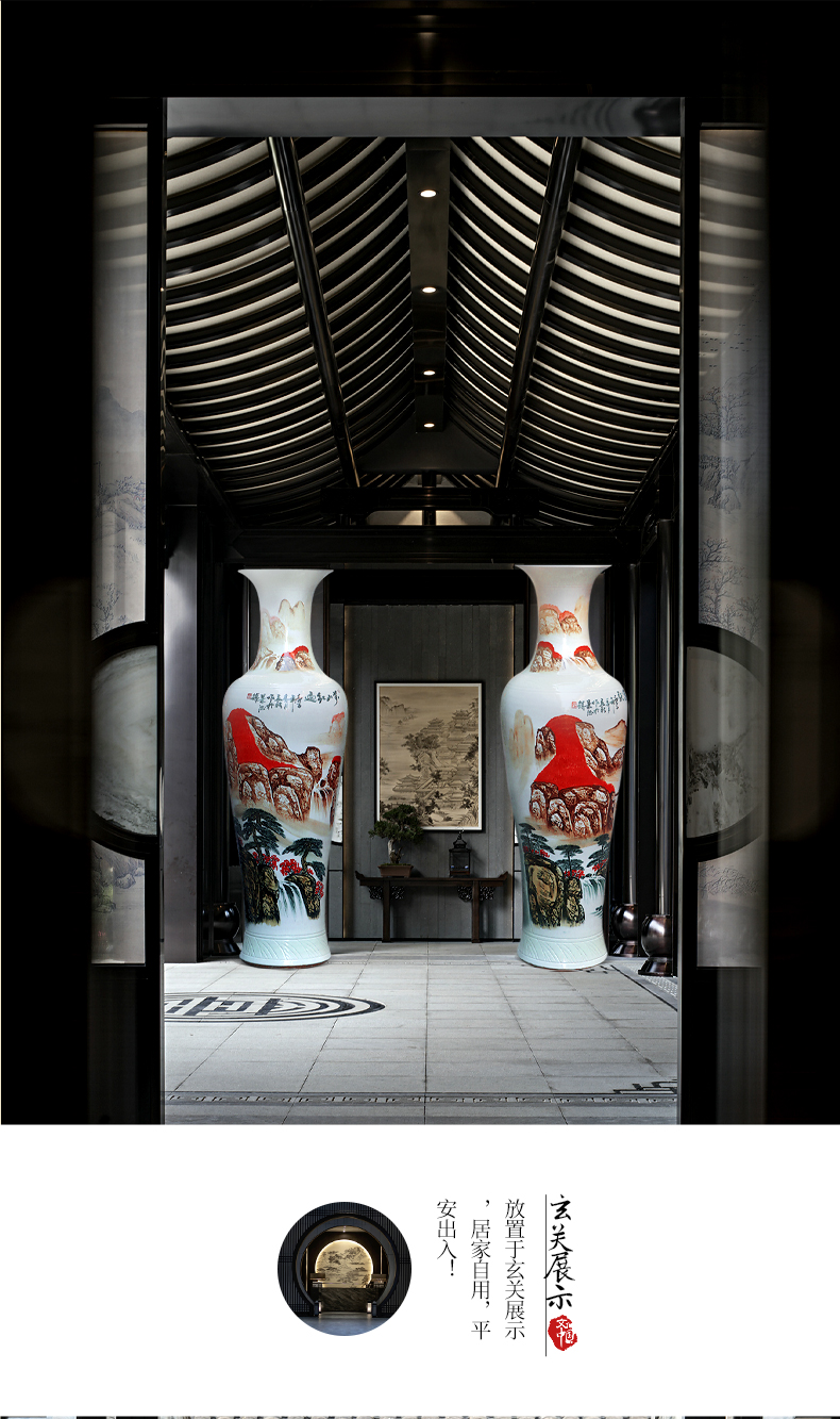 Large Chinese Hand Painted Dragon Ceramic Blue and White Porcelain Floor Vases