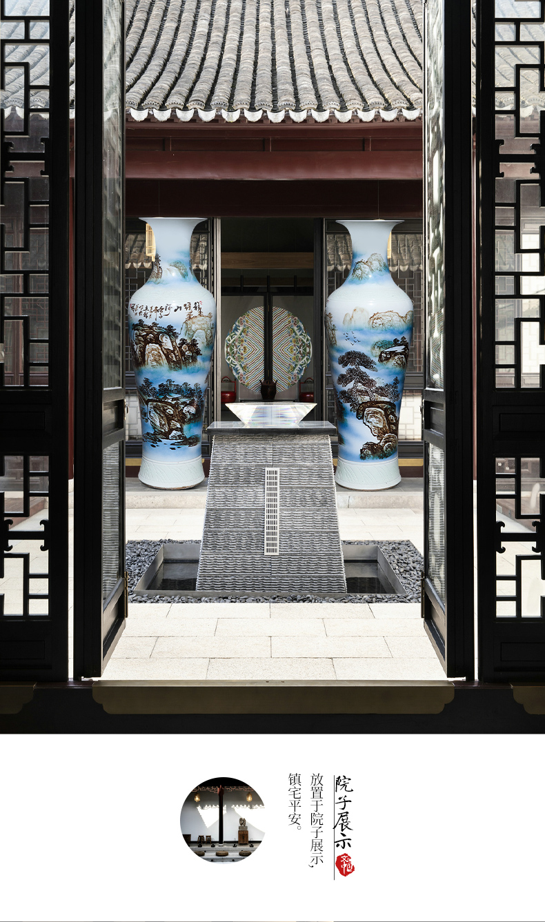 Large Chinese Hand Painted Dragon Ceramic Blue and White Porcelain Floor Vases