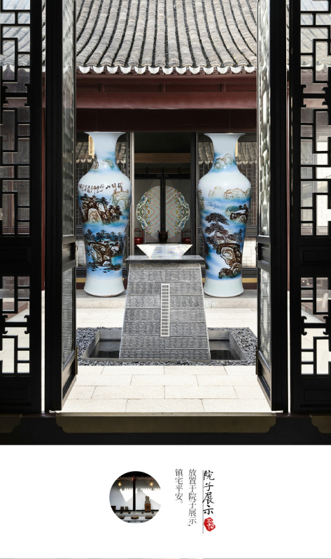 Large Chinese Hand Painted Dragon Ceramic Blue and White Porcelain Floor Vases