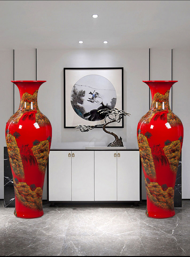 Large Chinese Hand Painted Dragon Ceramic Blue and White Porcelain Floor Vases