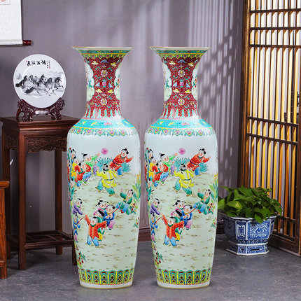 Large Chinese Hand Painted Dragon Ceramic Blue and White Porcelain Floor Vases