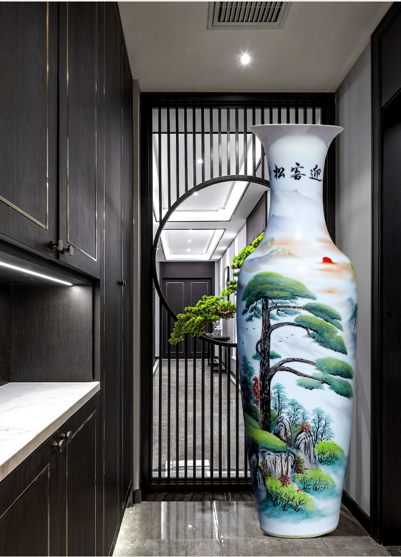 Large Chinese Hand Painted Dragon Ceramic Blue and White Porcelain Floor Vases
