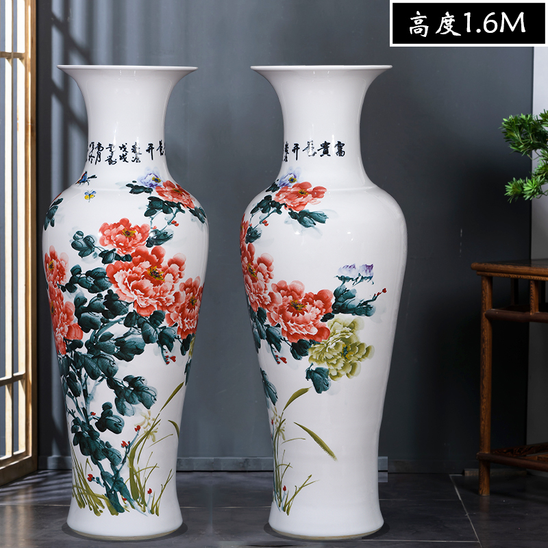 Large Chinese Hand Painted Dragon Ceramic Blue and White Porcelain Floor Vases