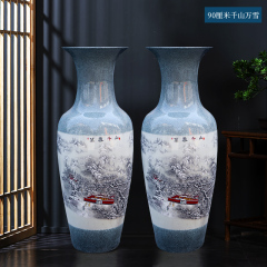 Large Chinese Hand Painted Dragon Ceramic Blue and White Porcelain Floor Vases
