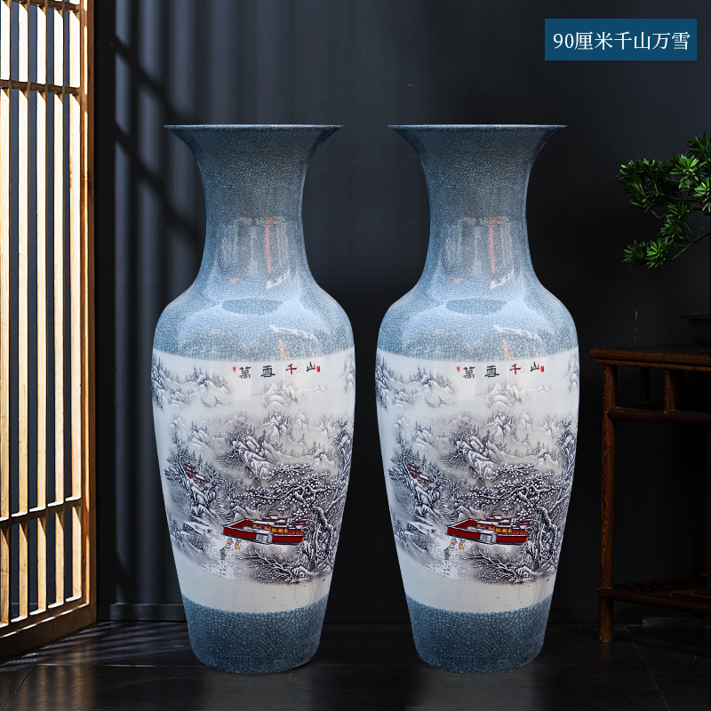 Large Chinese Hand Painted Dragon Ceramic Blue and White Porcelain Floor Vases