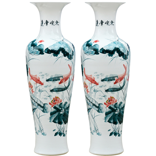 Large Chinese Hand Painted Dragon Ceramic Blue and White Porcelain Floor Vases