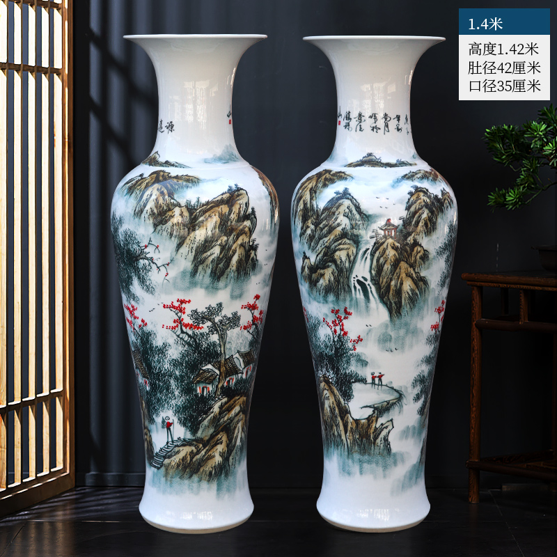 Large Chinese Hand Painted Dragon Ceramic Blue and White Porcelain Floor Vases