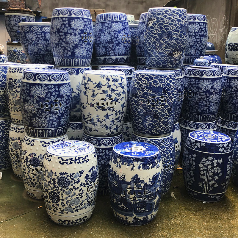 Wholesale Jingdezhen Hand Painted Blue and White Porcelain Ceramic Stool Garden Seat