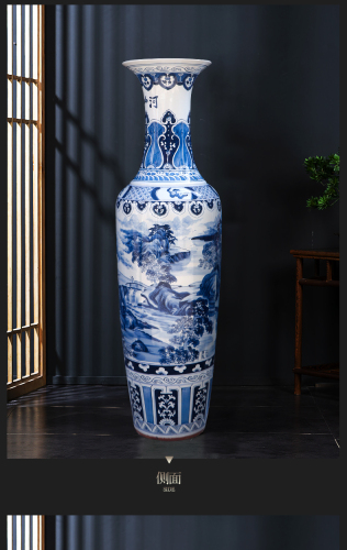 Large Chinese Hand Painted Dragon Ceramic Blue and White Porcelain Floor Vases