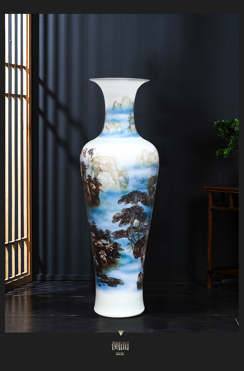 Large Chinese Hand Painted Dragon Ceramic Blue and White Porcelain Floor Vases