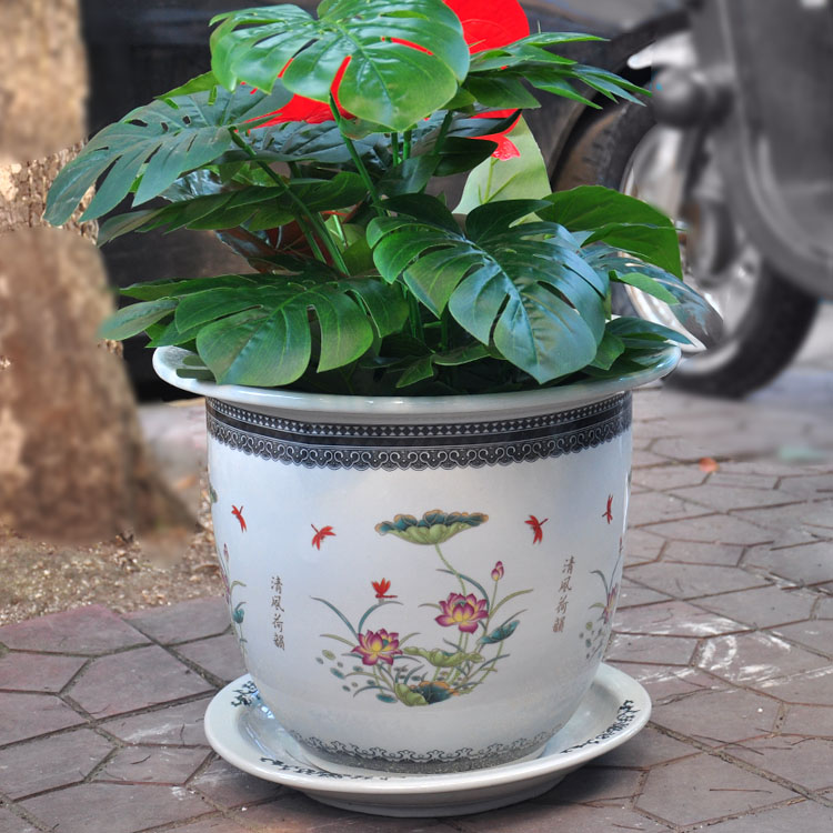 Chinese colorful ceramic plant pot porcelain flower pots planter for wholesale