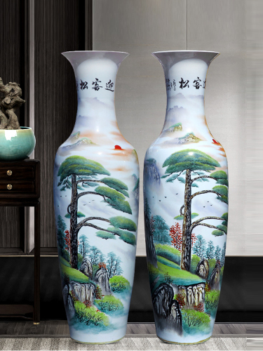 Large Chinese Hand Painted Dragon Ceramic Blue and White Porcelain Floor Vases
