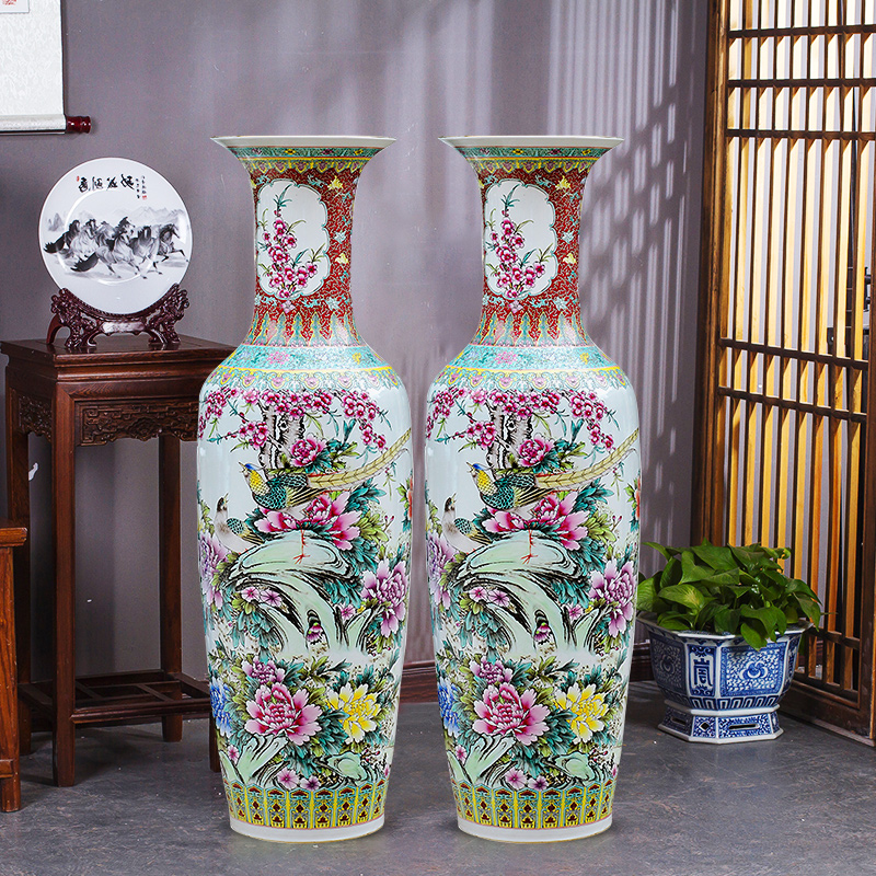 Large Chinese Hand Painted Dragon Ceramic Blue and White Porcelain Floor Vases
