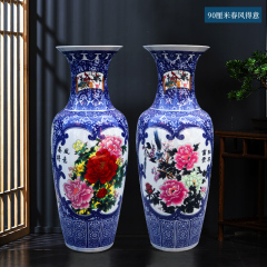 Large Chinese Hand Painted Dragon Ceramic Blue and White Porcelain Floor Vases