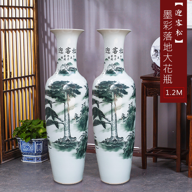 Large Chinese Hand Painted Dragon Ceramic Blue and White Porcelain Floor Vases