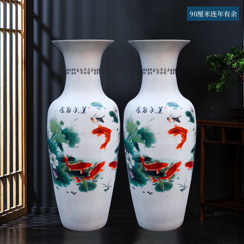 Large Chinese Hand Painted Dragon Ceramic Blue and White Porcelain Floor Vases