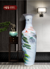 Large Chinese Hand Painted Dragon Ceramic Blue and White Porcelain Floor Vases