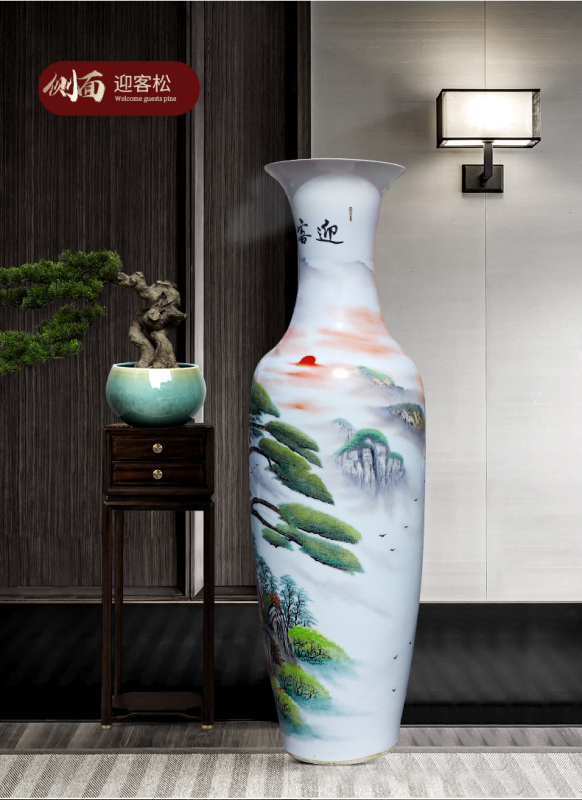 Large Chinese Hand Painted Dragon Ceramic Blue and White Porcelain Floor Vases