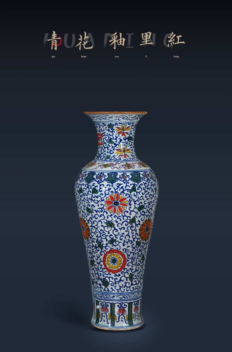 Large Chinese Hand Painted Dragon Ceramic Blue and White Porcelain Floor Vases
