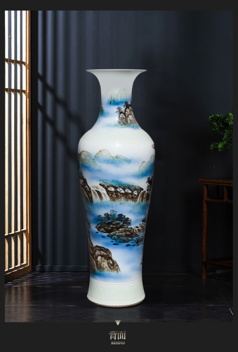 Large Chinese Hand Painted Dragon Ceramic Blue and White Porcelain Floor Vases