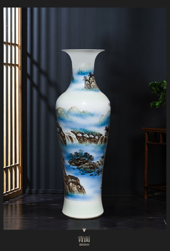 Large Chinese Hand Painted Dragon Ceramic Blue and White Porcelain Floor Vases