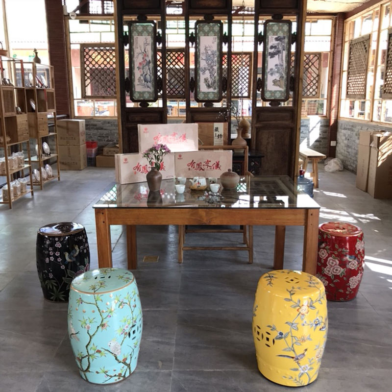 Wholesale Flower Bird Design Chinese Porcelain Ceramic Stool Garden Seat Endtable