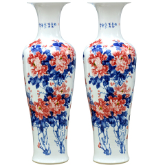Large Chinese Hand Painted Dragon Ceramic Blue and White Porcelain Floor Vases