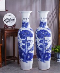 Large Chinese Hand Painted Dragon Ceramic Blue and White Porcelain Floor Vases