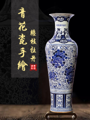 Large Chinese Hand Painted Dragon Ceramic Blue and White Porcelain Floor Vases