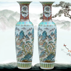 Large Chinese Hand Painted Dragon Ceramic Blue and White Porcelain Floor Vases