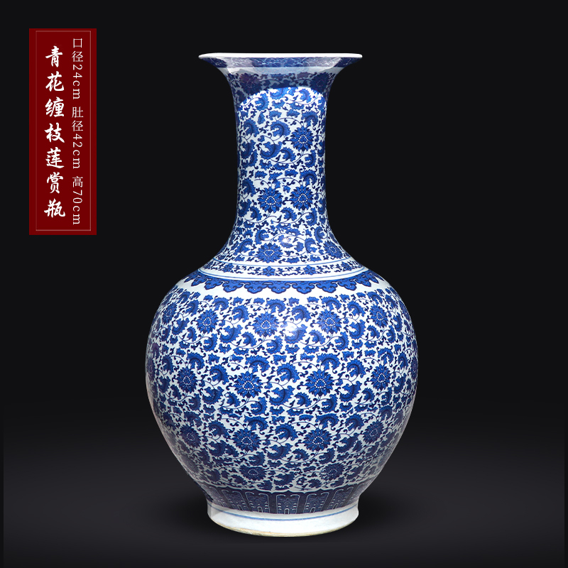 Large Chinese Hand Painted Dragon Ceramic Blue and White Porcelain Floor Vases
