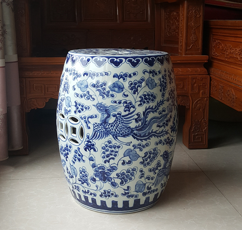 Wholesale Jingdezhen Hand Painted Blue and White Porcelain Ceramic Stool Garden Seat