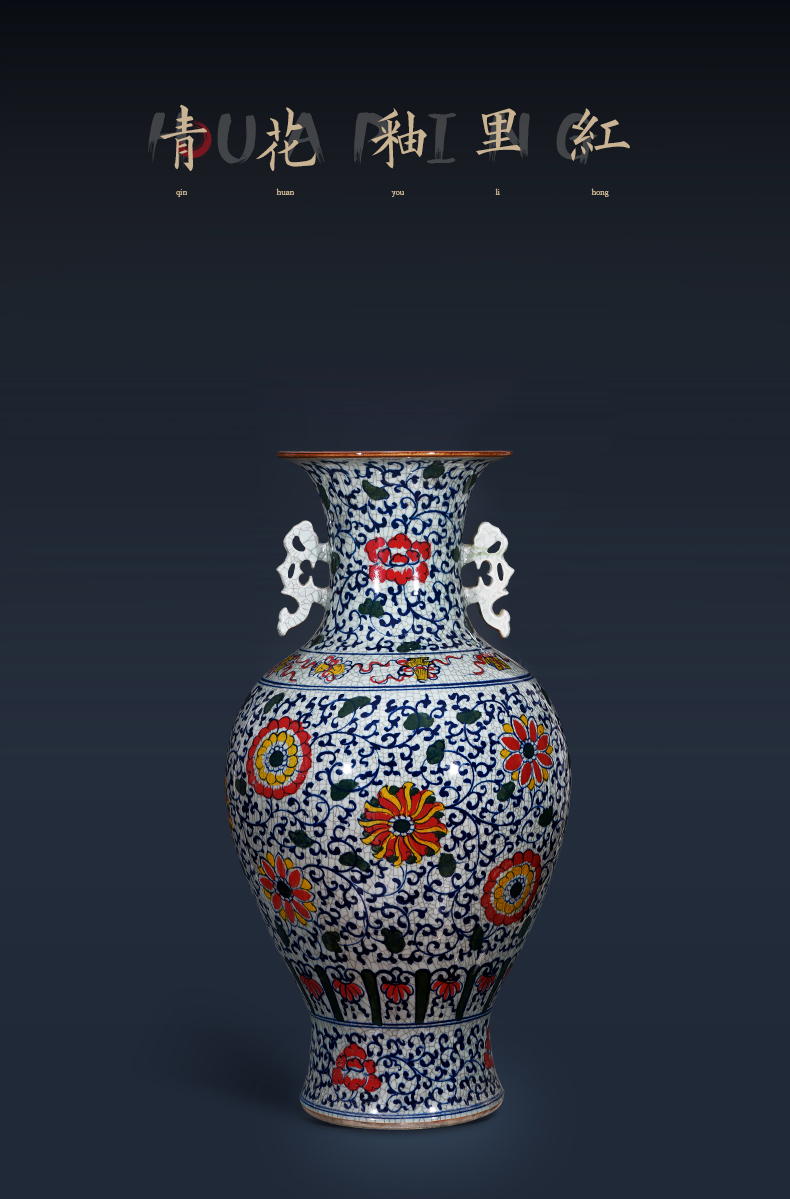 Large Chinese Hand Painted Dragon Ceramic Blue and White Porcelain Floor Vases
