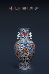 Large Chinese Hand Painted Dragon Ceramic Blue and White Porcelain Floor Vases