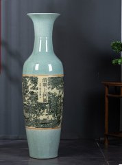 Large Chinese Hand Painted Dragon Ceramic Blue and White Porcelain Floor Vases