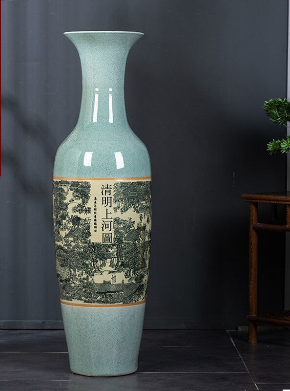Large Chinese Hand Painted Dragon Ceramic Blue and White Porcelain Floor Vases