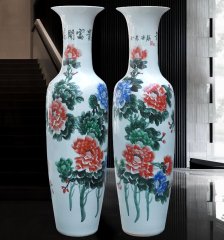Large Chinese Hand Painted Dragon Ceramic Blue and White Porcelain Floor Vases