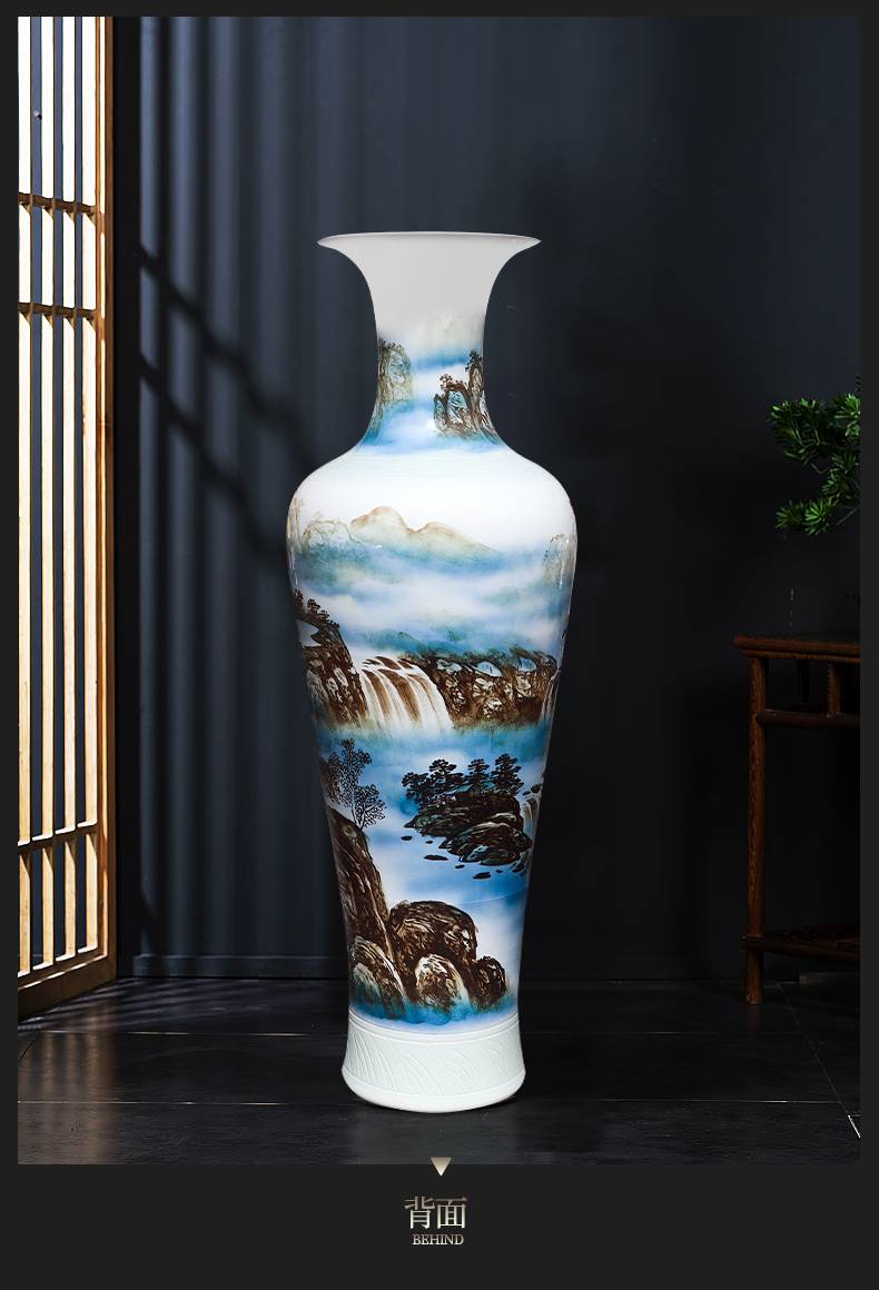 Large Chinese Hand Painted Dragon Ceramic Blue and White Porcelain Floor Vases