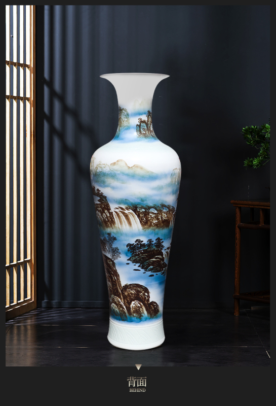Large Chinese Hand Painted Dragon Ceramic Blue and White Porcelain Floor Vases