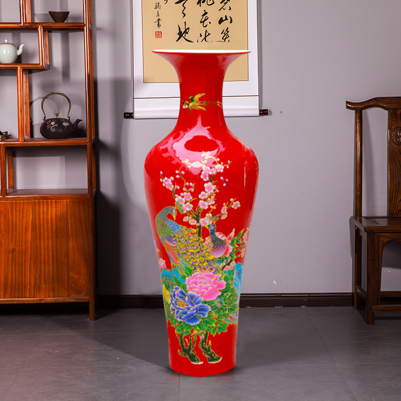 Large Chinese Hand Painted Dragon Ceramic Blue and White Porcelain Floor Vases